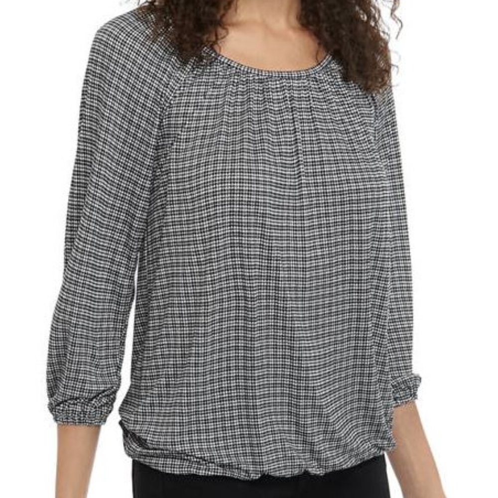 MICHAEL Michael Kors Check Peasant Knit Blouse